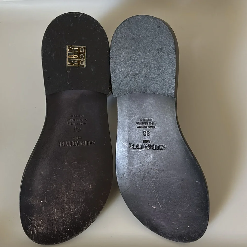 ZADIG & VOLTAIRE EVER WILD OPEN-TOE LEATHER SANDALS IN DESERT - Picture 7 of 8